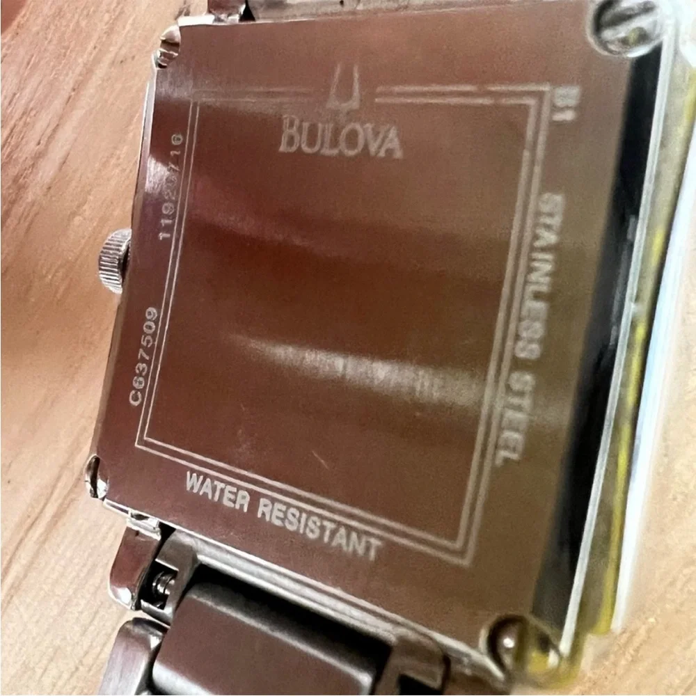 Bulova ladies square diamond dress watch NEW BATTERY
